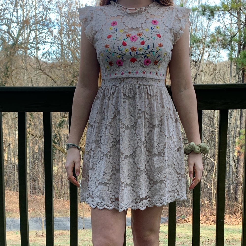 Spring Dress with embroidered flowers